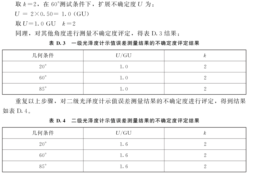 镜向光泽度计示值误差测量结果的不确定度评定7